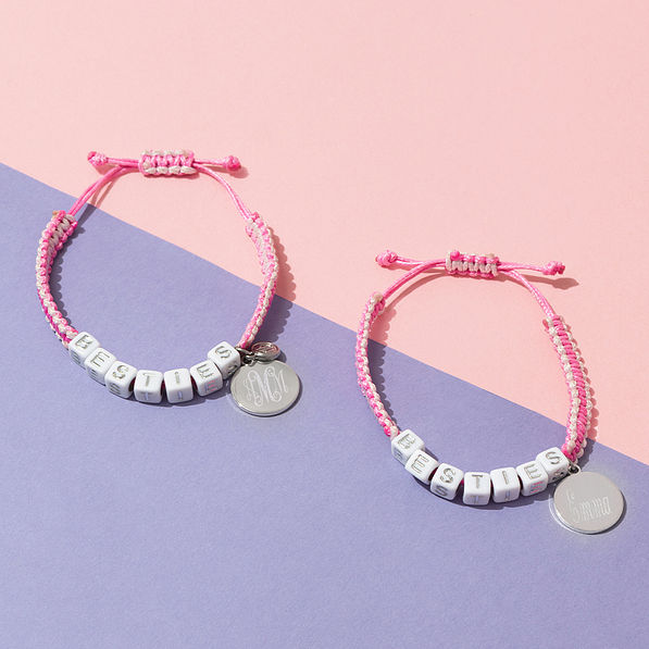 duo girls friendship bracelets flatlay