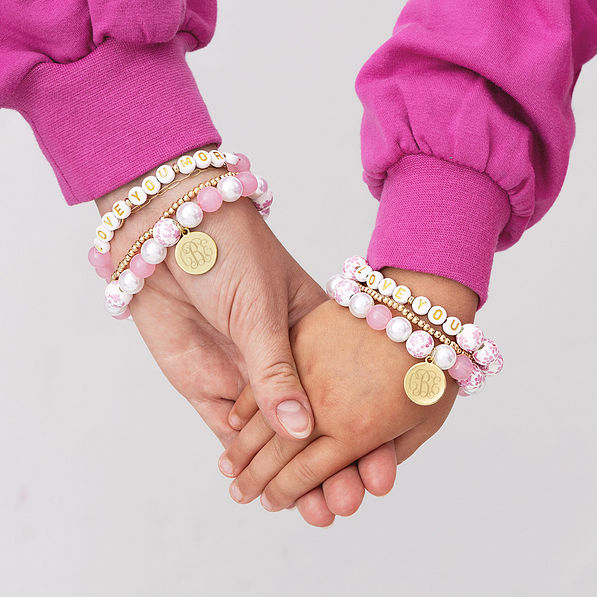 mom and me love you and love you more monogrammed bracelets