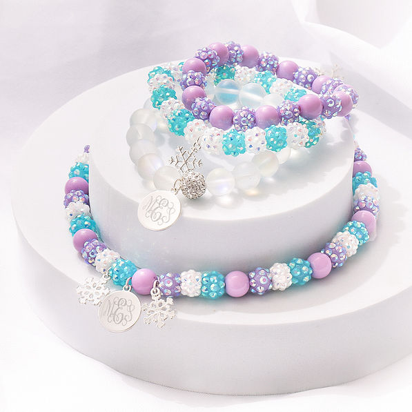 monogrammed girls snowflake bracelets and necklace