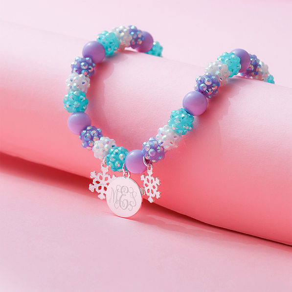 Monogrammed Girls Snowflake Necklace in Multi