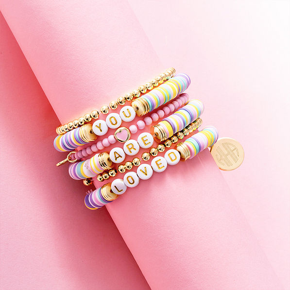 girls you are loved bracelets stack