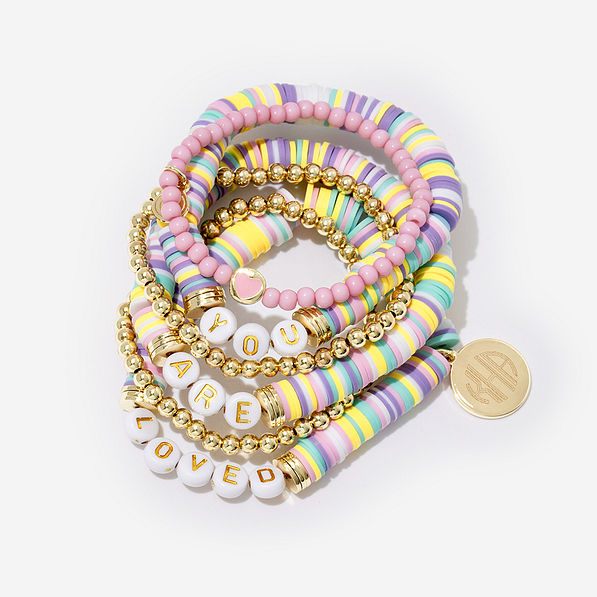 Monogrammed Girls You Are Loved Bracelets in Multi