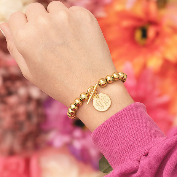 Monogrammed Girls Ball Bracelet