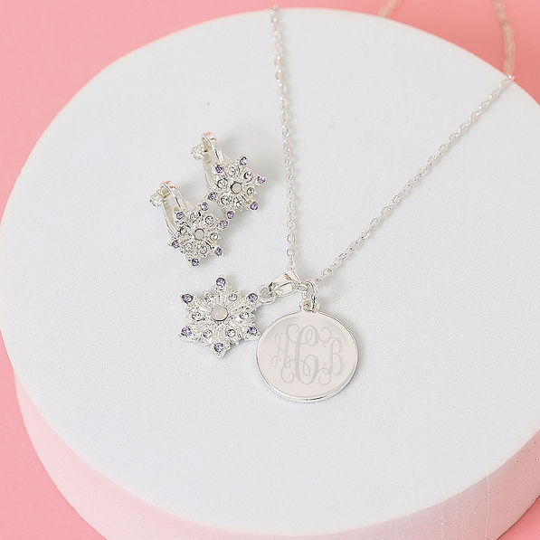 clip on earrings and snowflake monogrammed earrings