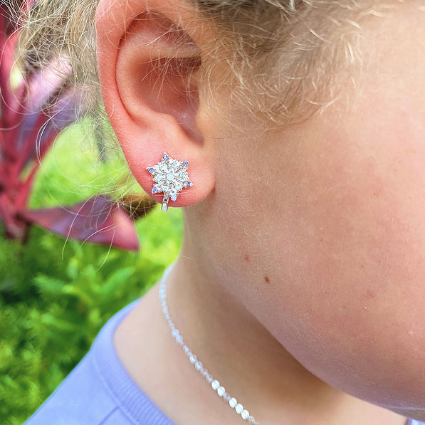 clip on snowflake kids earrings