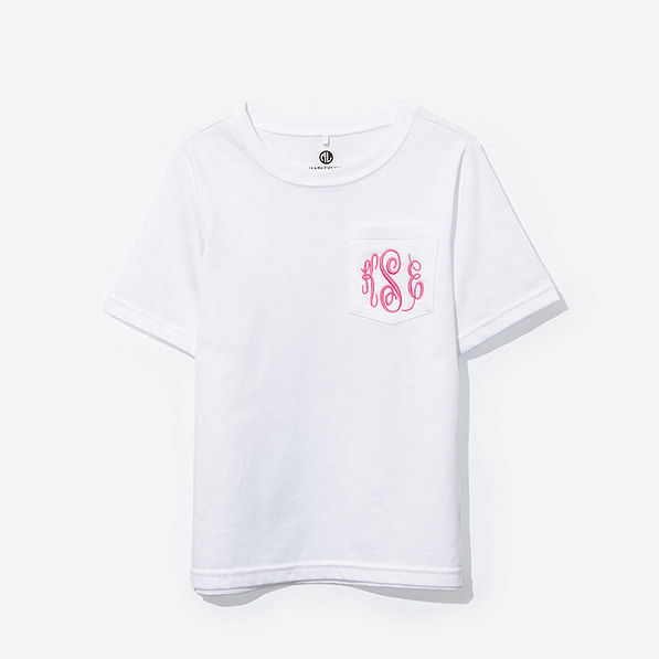 Monogrammed Kids Short Sleeve Shirt in White