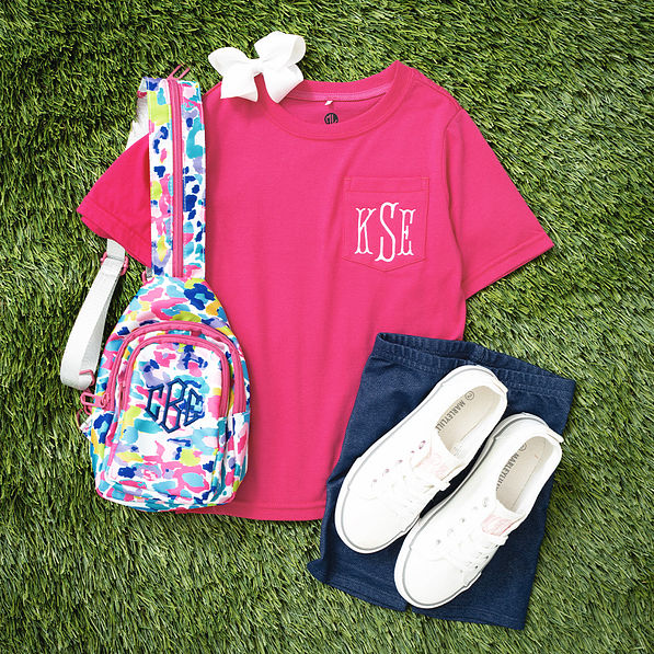 kids pink short sleeve shirt flatlay