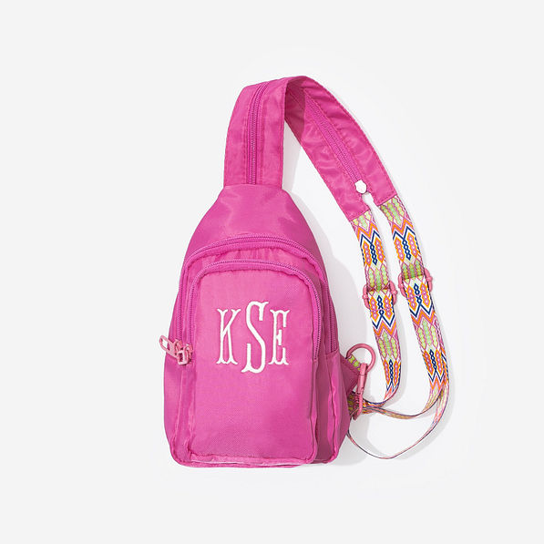 Personalized Kids Sling Backpack in Hot Pink