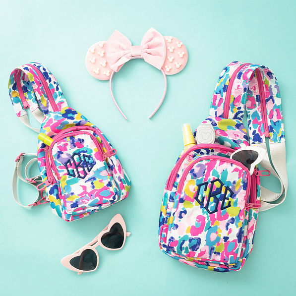 mom and me sling backpacks flatlay