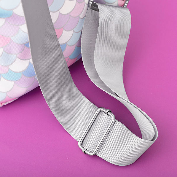 mermaid magic kids sling backpack up close of strap