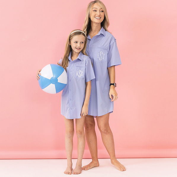 mom and me monogrammed lavender fishing shirt