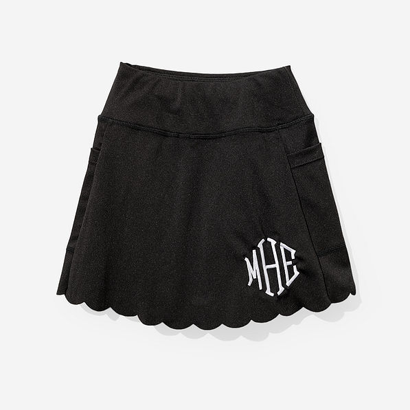 monogrammed girls skort in black