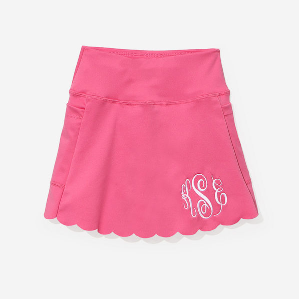 monogrammed girls skort in hot pink