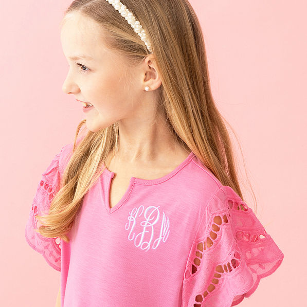 flutter sleeve dress up close