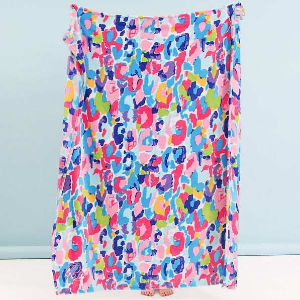 Personalized Kids Plush Blanket in Watercolor Cheetah