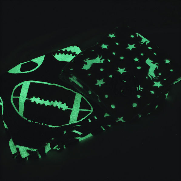glow in the dark unicorn and sports balls blankets