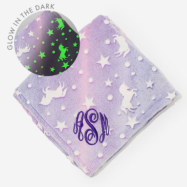 personalized kids plush blanket in unicorn