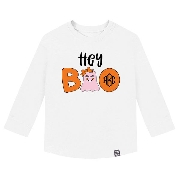 Personalized Kids Hey Boo Long Sleeve Shirt