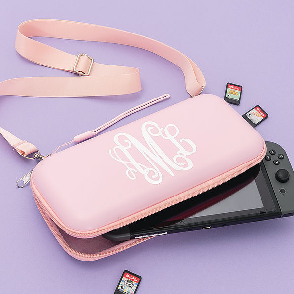 nintendo switch inside of personalized gaming travel case