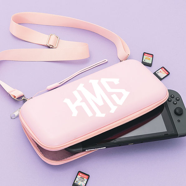 nintendo switch inside of personalized gaming travel case