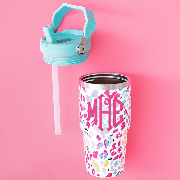 wild confetti flip top kids tumbler open