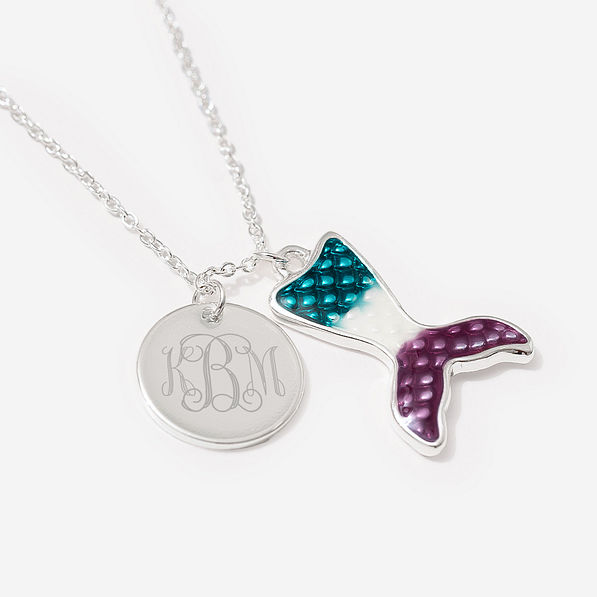 monogrammed girls mermaid necklace