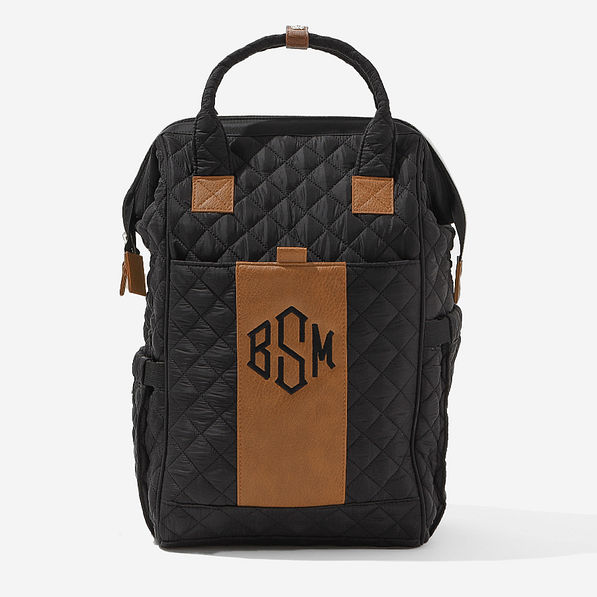 Personalized Diaper Backpack Bag in Black Brown
