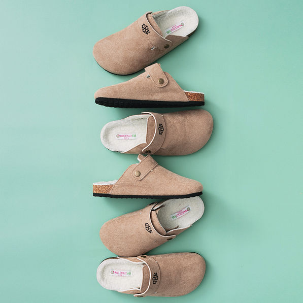 monogrammed tan kids clogs