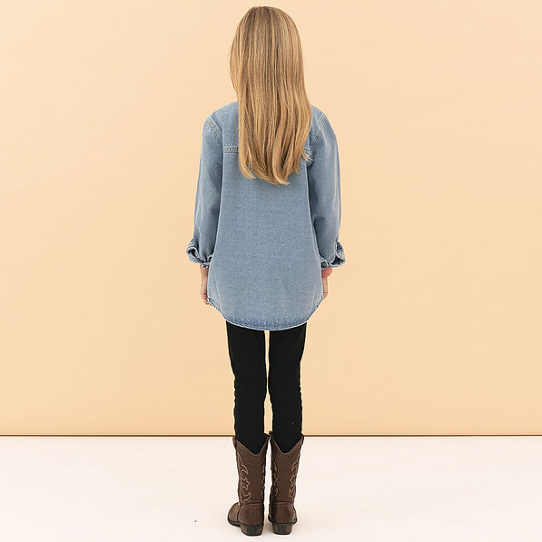 back of monogrammed kids denim shacket