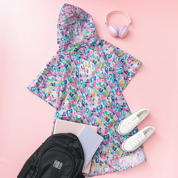 watercolor cheetah monogrammed rain poncho ootd
