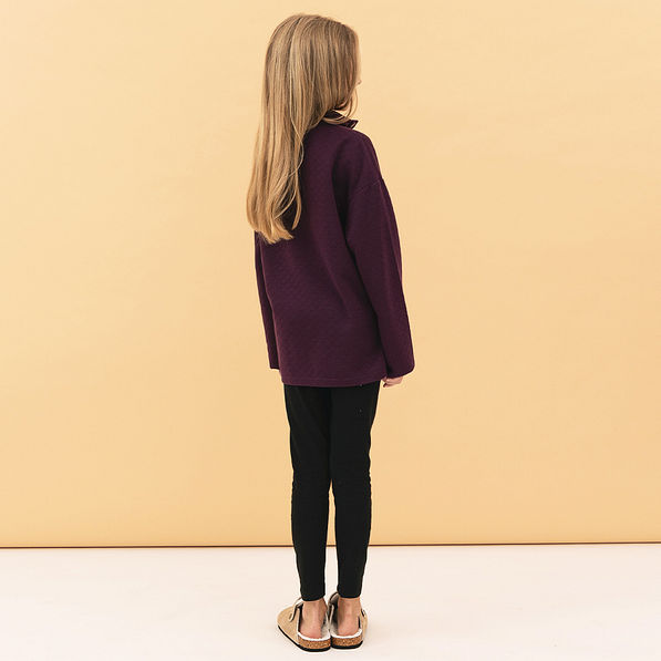 back of plum kids quilted pullover