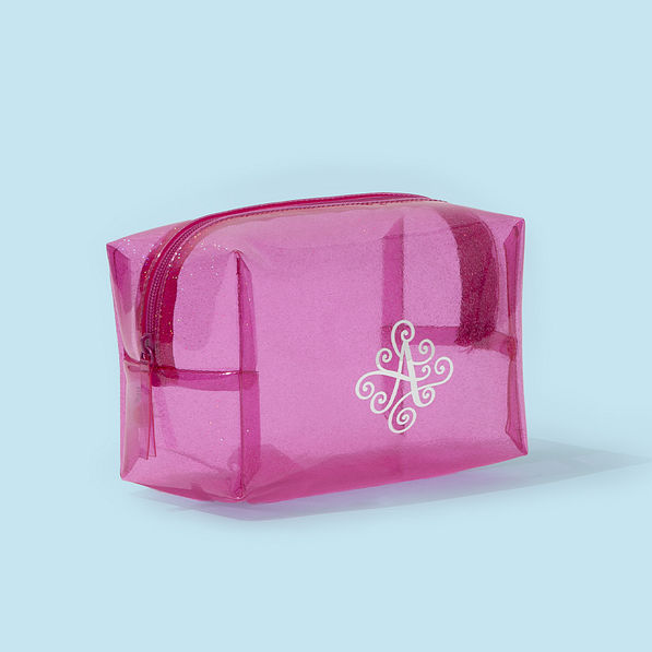 Monogrammed Kids Clear Glitter Bag in Pink