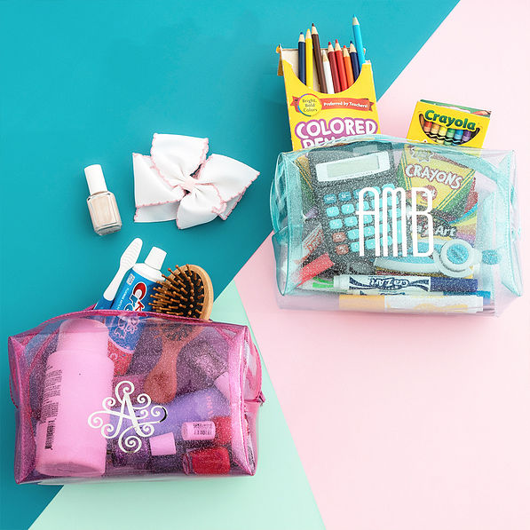 Monogrammed Kids Clear Glitter Bag