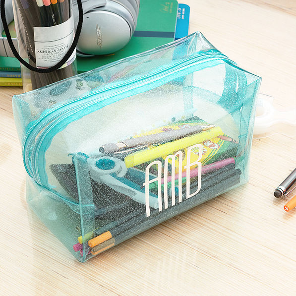 Monogrammed Kids Clear Glitter Bag