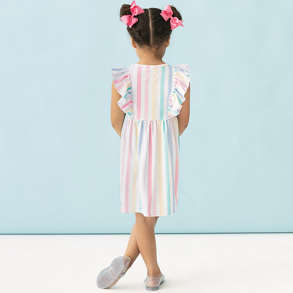 back of girls ruffle knit dress