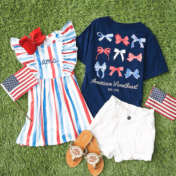americana t shirt and ruffle knit dress