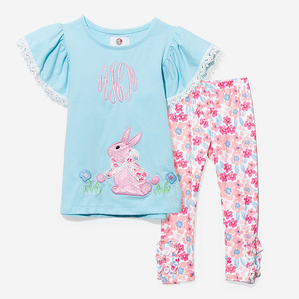 monogrammed girls bunny legging set