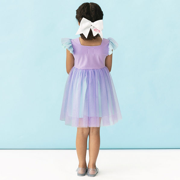 back of girls monogrammed twirl dress