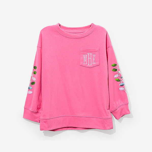 monogrammed christmas sweatshirt in hotpink