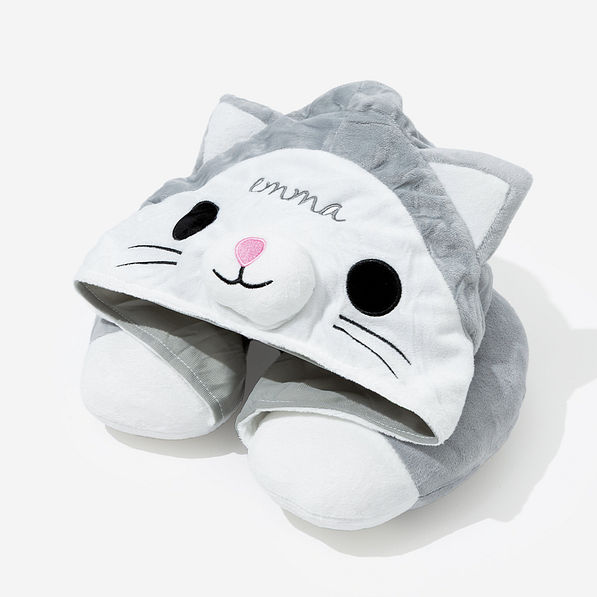 monogrammed kids hooded travel neck pillow