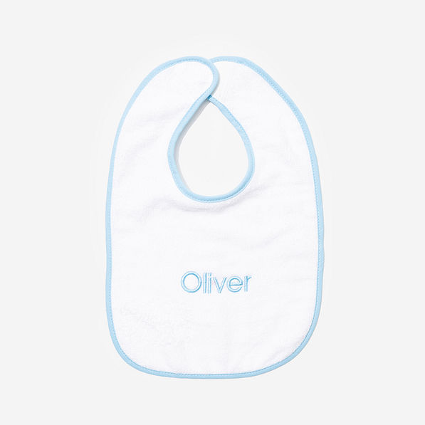 Monogrammed Outline Baby Bib in Light Blue