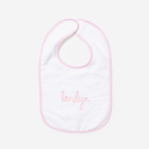 Monogrammed Outline Baby Bib in Pink