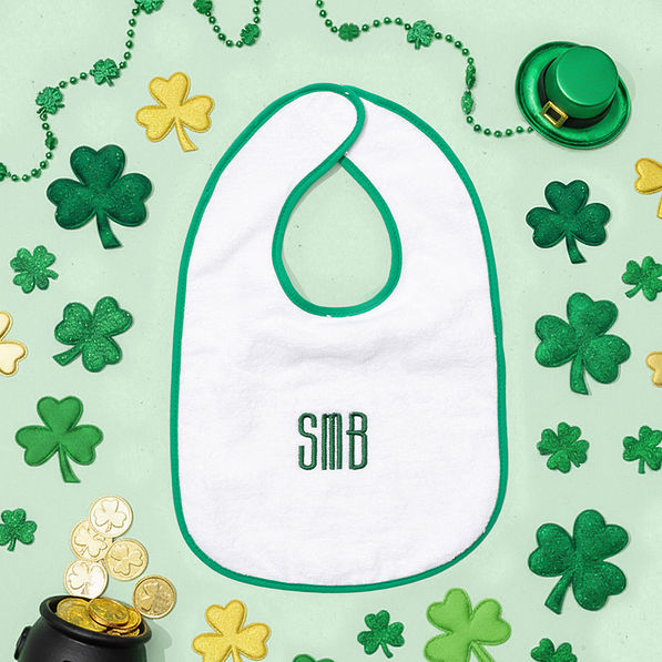 Monogrammed Outline Baby Bib in Green