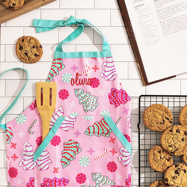 fun and frosted kids personalized apron with cookies name