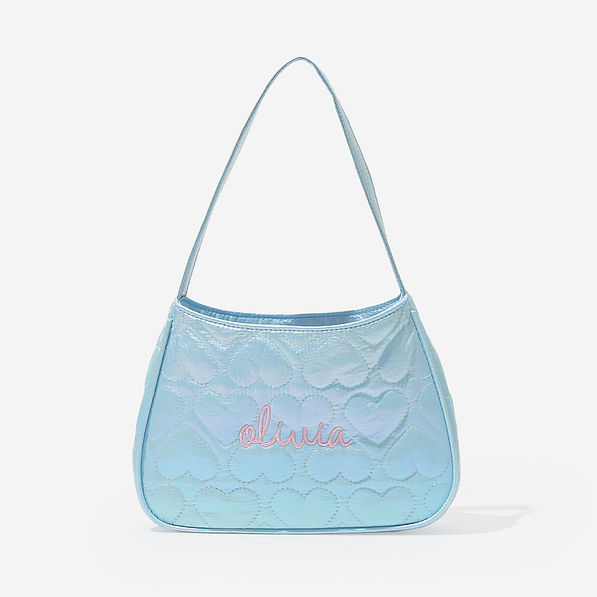 Monogrammed girls quilted shoulder bag