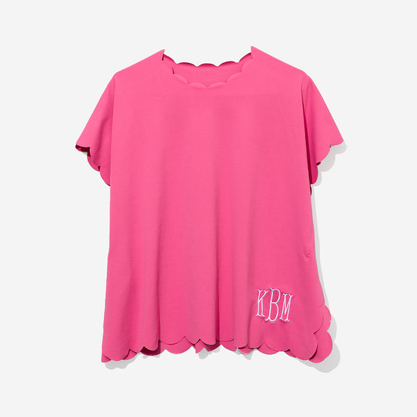 Monogrammed Girls Scalloped Cover Up in Hot Pink
