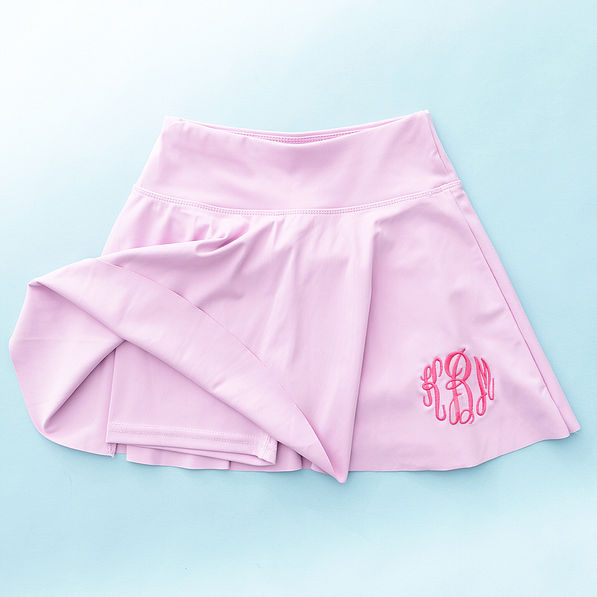 light pink girls twirl skort flatlay