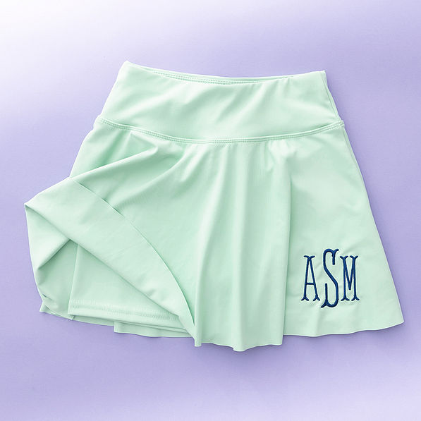 mint girls twirl skort flatlay