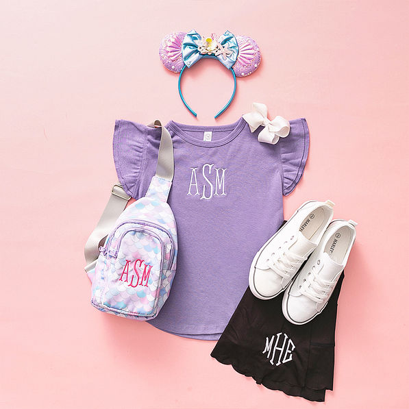 lavender toddler flutter sleeve top flatlay