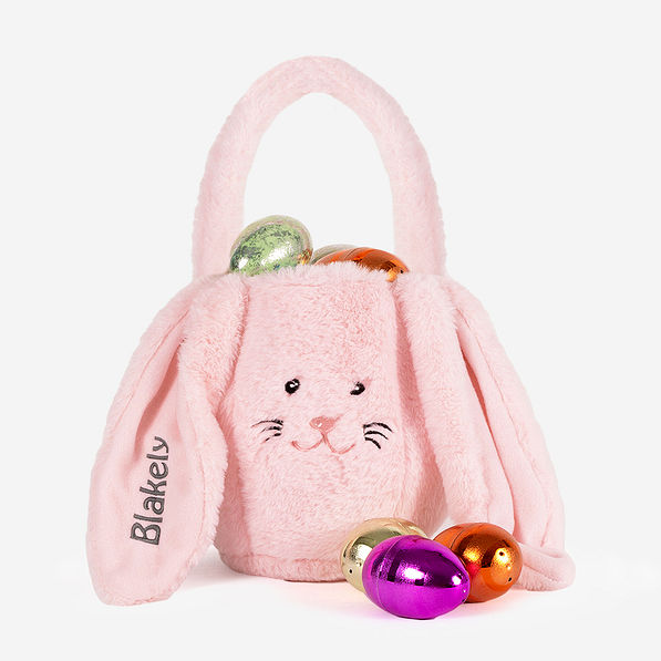 Monogrammed Bunny Easter Basket in Pink